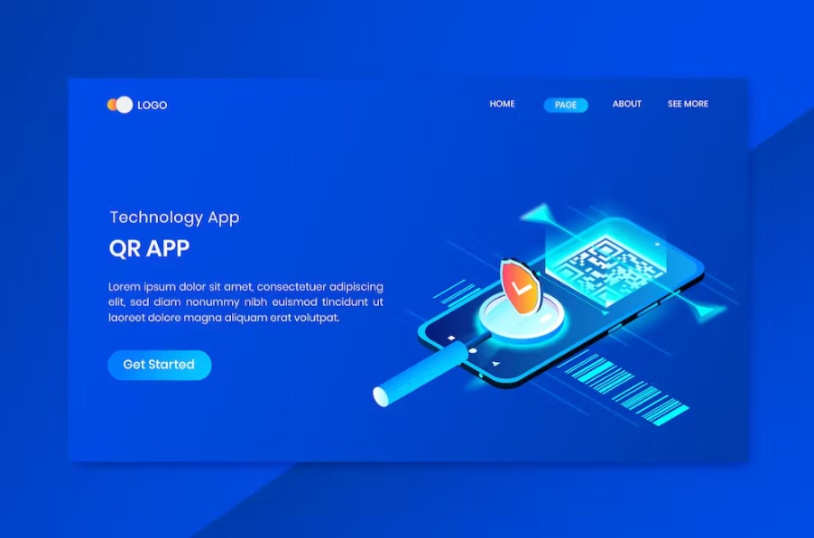 Free QR App Scanner Isometric Landing Page Template Download