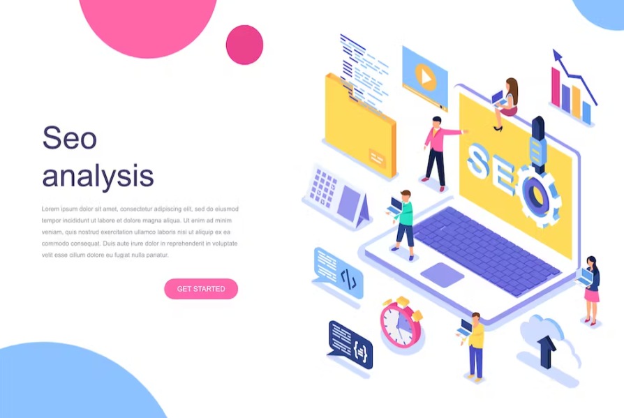 Free Seo Analysis Isometric Landing Page Template Download