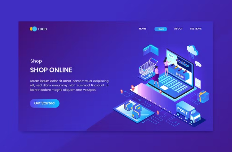 Free Shopping Online Isometric Landing Page Template Download