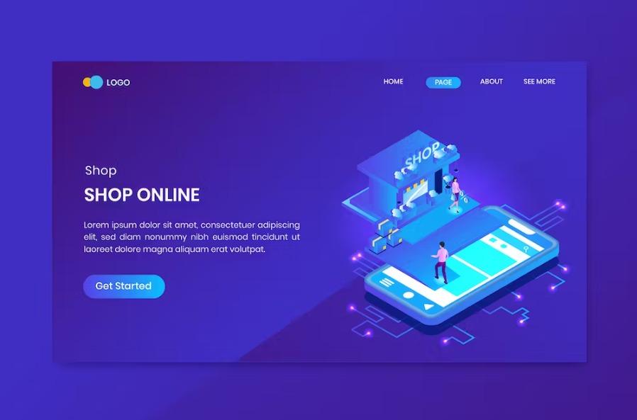 Free Shopping Online Isometric Landing Page Template Download
